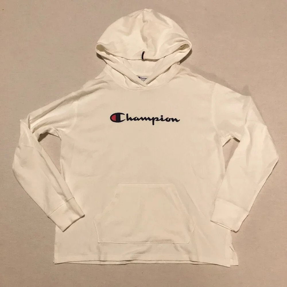 Champion White Pullover Long Sleeve Hoodie Womens Size Small